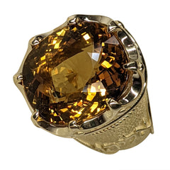 11.49 ct Cushion Golden Beryl Ring set in 18kt Yellow Gold