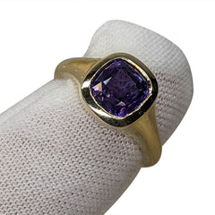 Purple Sapphire Ring set in 18kt Yellow Gold, custom designed and manufactured by David Saad/Skyjems.ca