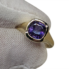 Purple Sapphire Ring set in 18kt Yellow Gold, custom designed and manufactured by David Saad/Skyjems.ca