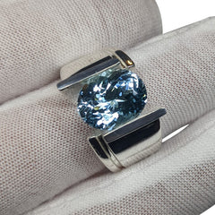 Aquamarine Ring set in 14kt White Gold, custom designed and manufactured by David Saad/Skyjems.ca