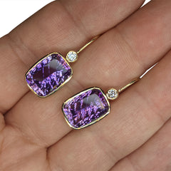 Amethyst & White Sapphire Earrings set in 14kt White Gold, custom designed and manufactured by David Saad/Skyjems.ca
