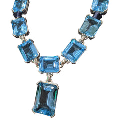 668ct Blue Topaz Necklace set in 10oz of Pure Silver