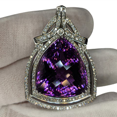 55.26ct Amethyst with 2.50ct Diamonds set in 14kt White Gold