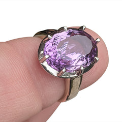 Amethyst Solitaire set in 10k White Gold Ring