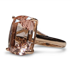 Morganite Solitaire Ring set in 14k Pink Gold