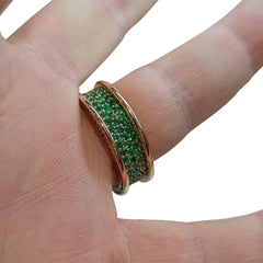 2.88cts Diamond Cut Emeralds Pave set in 18k Pink Gold