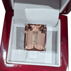 37ct Morganite Solitaire set in 18k White Gold, GIA Certified, custom designed and manufactured by David Saad/Skyjems.ca