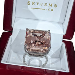 37ct Morganite Solitaire set in 18k White Gold, GIA Certified, custom designed and manufactured by David Saad/Skyjems.ca