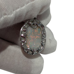 8ct Australian Opal Pendant set in 18k White Gold, custom designed and manufactured by David Saad/Skyjems.ca