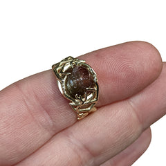 Cat's Eye Bi-Colour Tourmaline Vine Ring, custom designed and manufactured by David Saad/Skyjems.ca