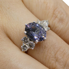 2.55ct Blue Purple Spinel with Diamonds set in 14k White Gold, custom designed and manufactured by David Saad/Skyjems.ca