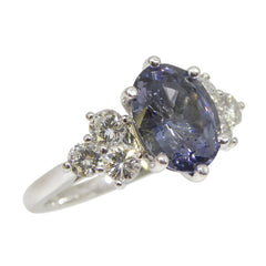 2.55ct Blue Purple Spinel with Diamonds set in 14k White Gold, custom designed and manufactured by David Saad/Skyjems.ca