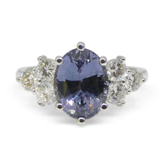 2.55ct Blue Purple Spinel with Diamonds set in 14k White Gold, custom designed and manufactured by David Saad/Skyjems.ca