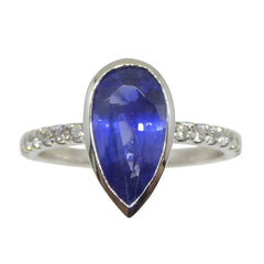 1.91ct Pear Shape Blue Sapphire, Diamond Engagement Ring set in 18k White Gold, GIA Certified Sri Lanka, custom designed and manufactured by David Saad/Skyjems.ca