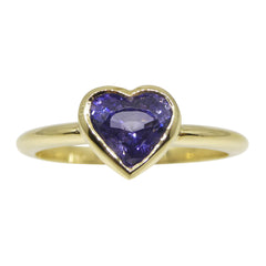 1.46ct Color Change Sapphire Heart GIA Certified set in 18k Yellow Gold, custom designed and manufactured by David Saad/Skyjems.ca
