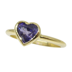 1.46ct Color Change Sapphire Heart GIA Certified set in 18k Yellow Gold, custom designed and manufactured by David Saad/Skyjems.ca