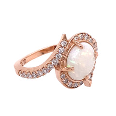 Opal and Diamond Ring set in 18k Rose Gold, custom designed and manufactured by David Saad/Skyjems.ca