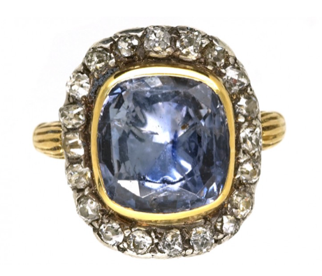 19th Century Georgian Era Ring Gold Sapphire 
