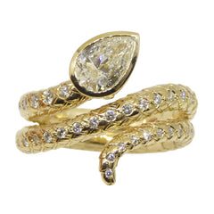 3ct Diamond Snake Ring set in 18k Yellow Gold
