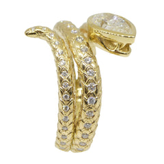 3ct Diamond Snake Ring set in 18k Yellow Gold