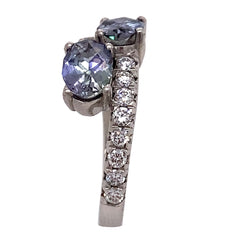 1.55ct Tanzanite 'Toi et Moi' Ring with Diamonds set in Platinum