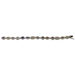 Multicolor Unheated Sapphire & Diamond Bracelet set in White Gold