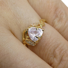 1.45ct Trillion White Sapphire, Diamond Engagement Ring set in 18k Yellow, Pink and White Gold, custom designed and manufactured by David Saad/Skyjems.ca
