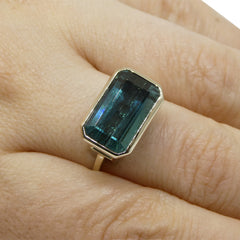 7.44ct Blue Green Indicolite Tourmaline set in a 18k White Gold Ring, custom designed and manufactured by David Saad/Skyjems.ca