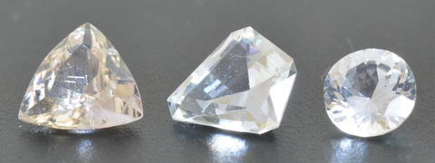 Faceted leuco garnet gemstones from the Merelani Hills of Tanzania. Image: Gemstone Magnetism