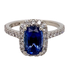 1.66ct GIA Certified Sapphire with 0.65ct Diamonds set in 18kt White Gold