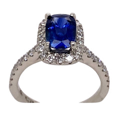 1.66ct GIA Certified Sapphire with 0.65ct Diamonds set in 18kt White Gold