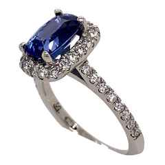 1.66ct GIA Certified Sapphire with 0.65ct Diamonds set in 18kt White Gold