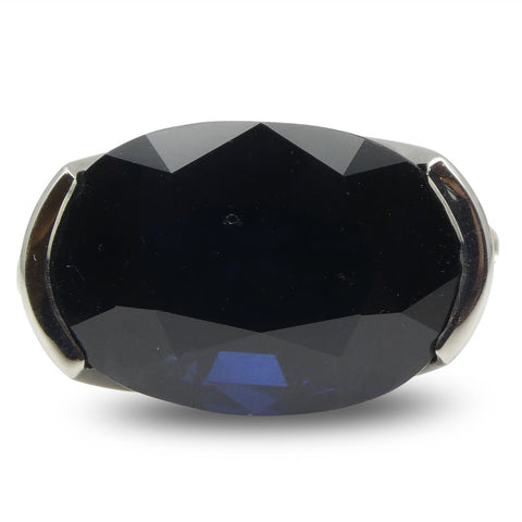 Fine Quality 12.21ct IGI Certified Unheated Blue Sapphire & Diamond Ring in 18k White Gold
