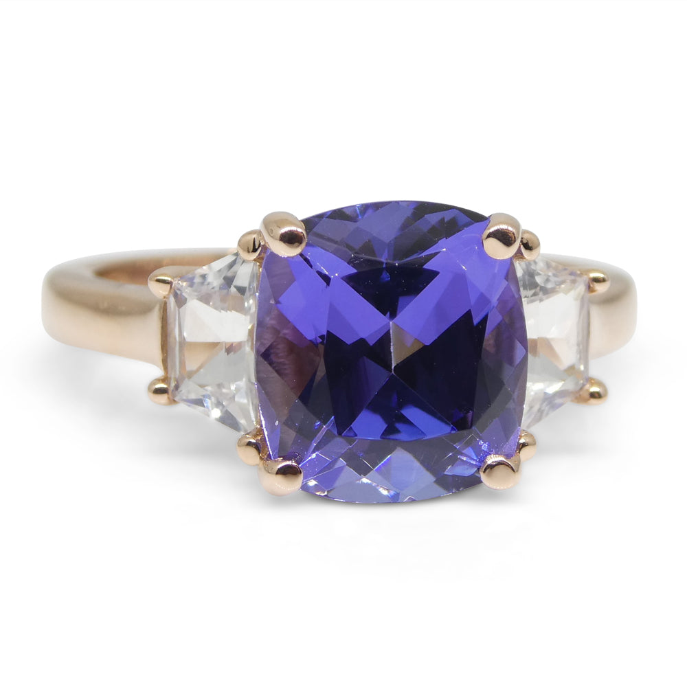 3.08ct Tanzanite and White Sapphire Ring set in 14kt Pink / Rose Gold ...