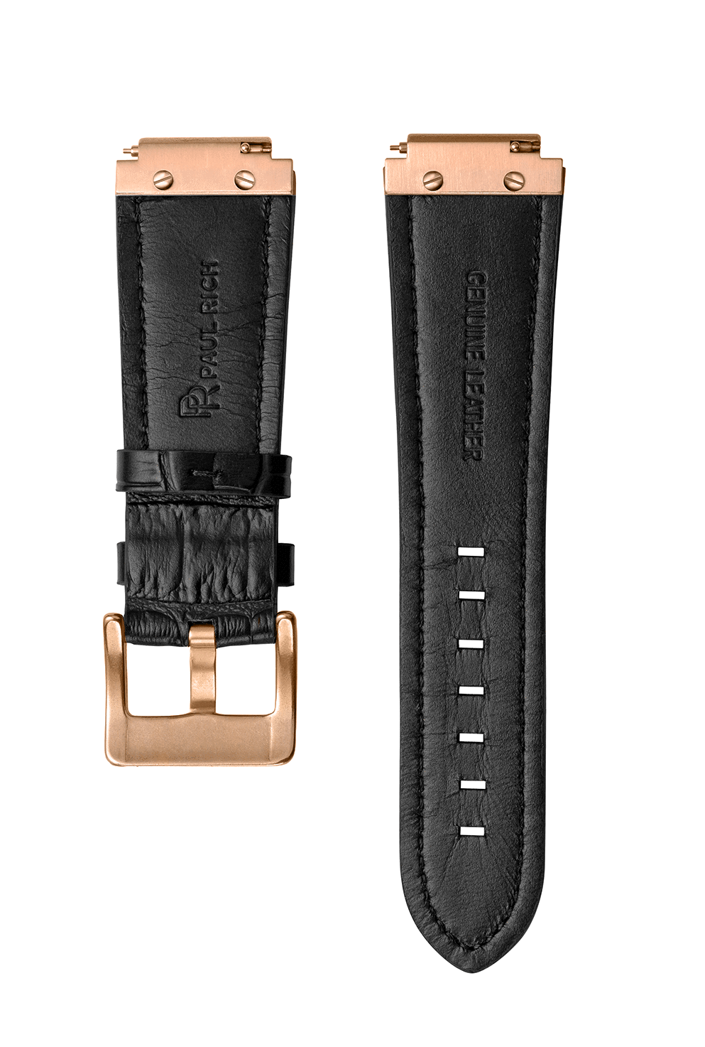 LEATHER WATCHBAND - ROSE GOLD BLACK 50mm case length