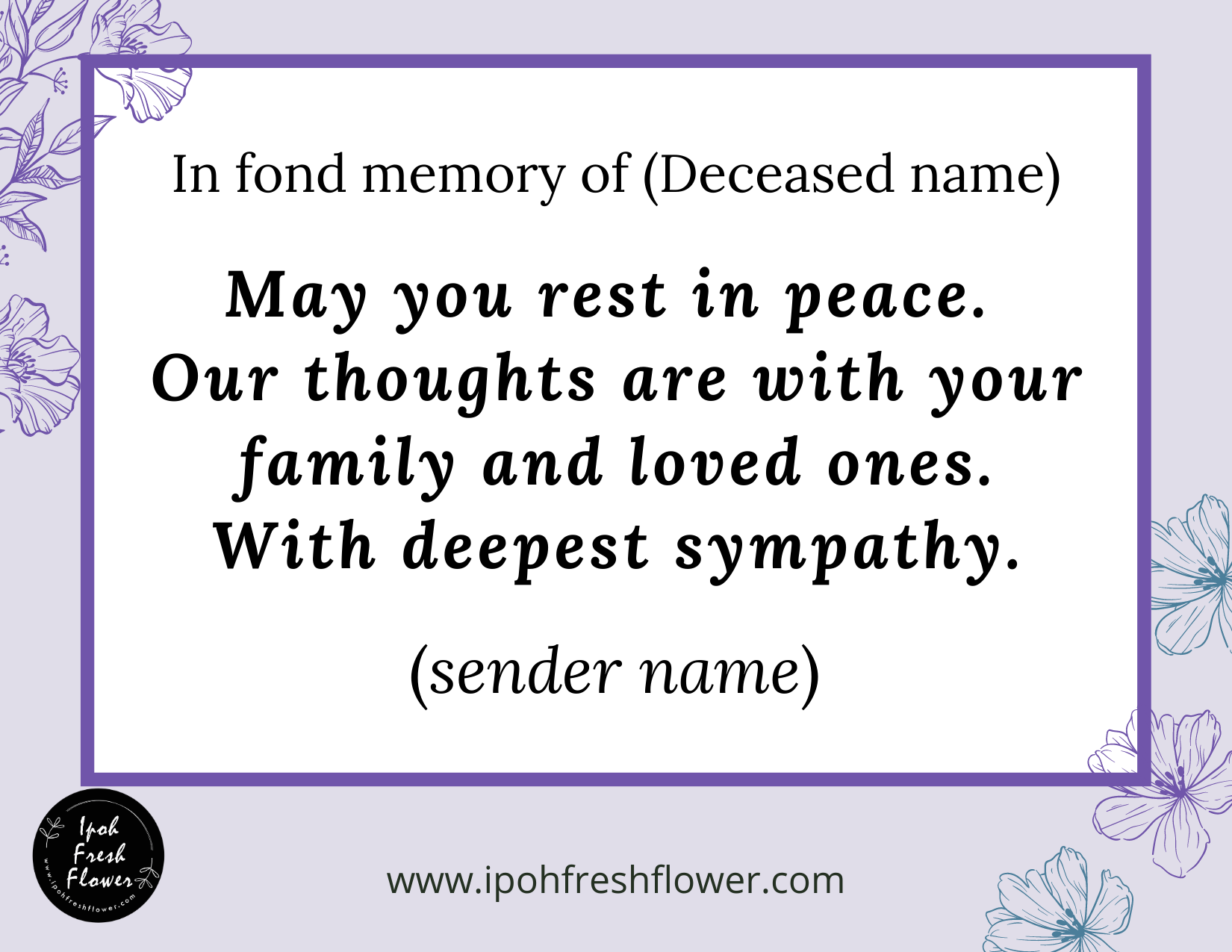 Condolence Message Card Sample (English)
