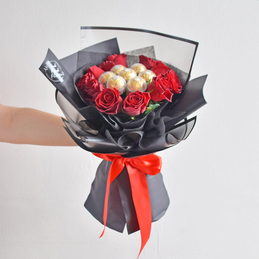 Bouquet bakul coklat ferrocher - Elissya Florist Langkawi