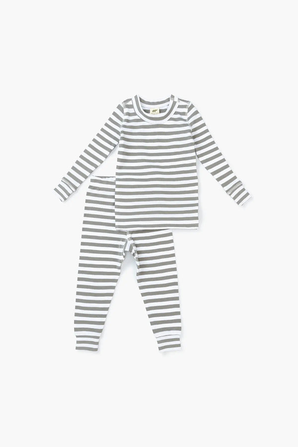 SALE - Two-Piece Pajama Set_Grey Classic Stripe