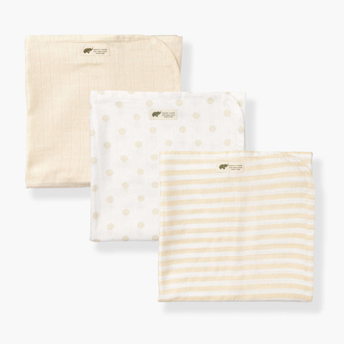 Cotton Muslin Swaddle 3-Pack_Cream