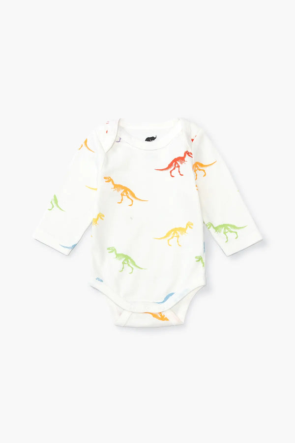 SALE - Long Sleeve Jack + Jill Bodysuit_Rainbow Dinosaurs