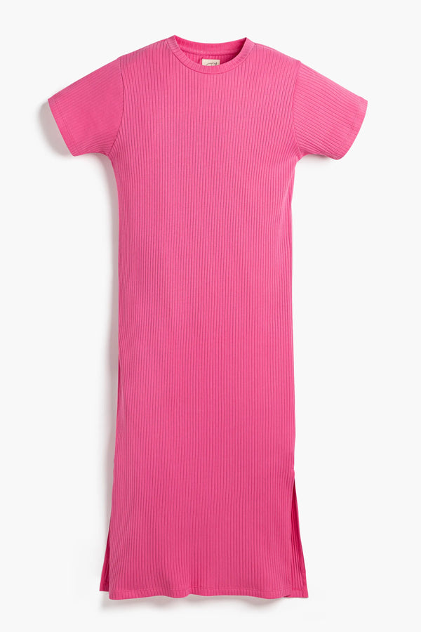 Adult Ribbed Midi Dress_Bright Pink