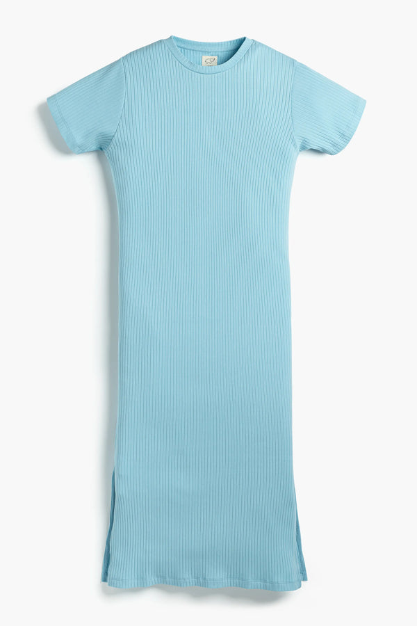Adult Ribbed Midi Dress_Light Blue