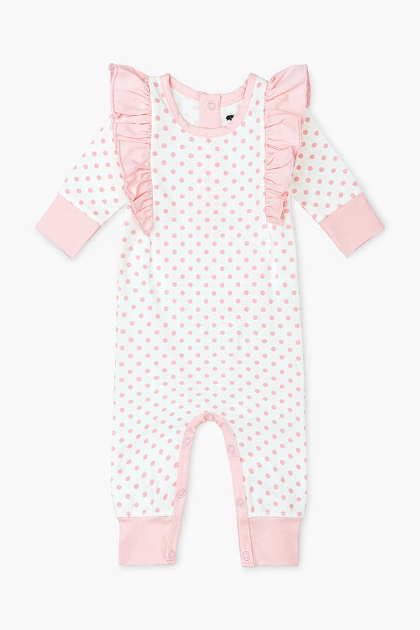 Double Ruffle Romper_Light Pink Polka Dots