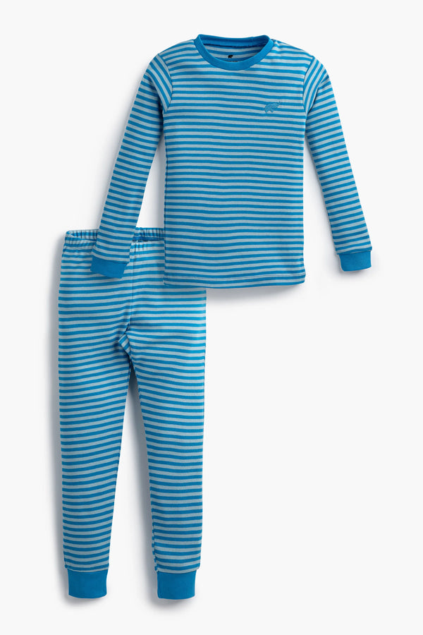 Two-Piece Pajama Set_Dark Blue Tonal Stripe
