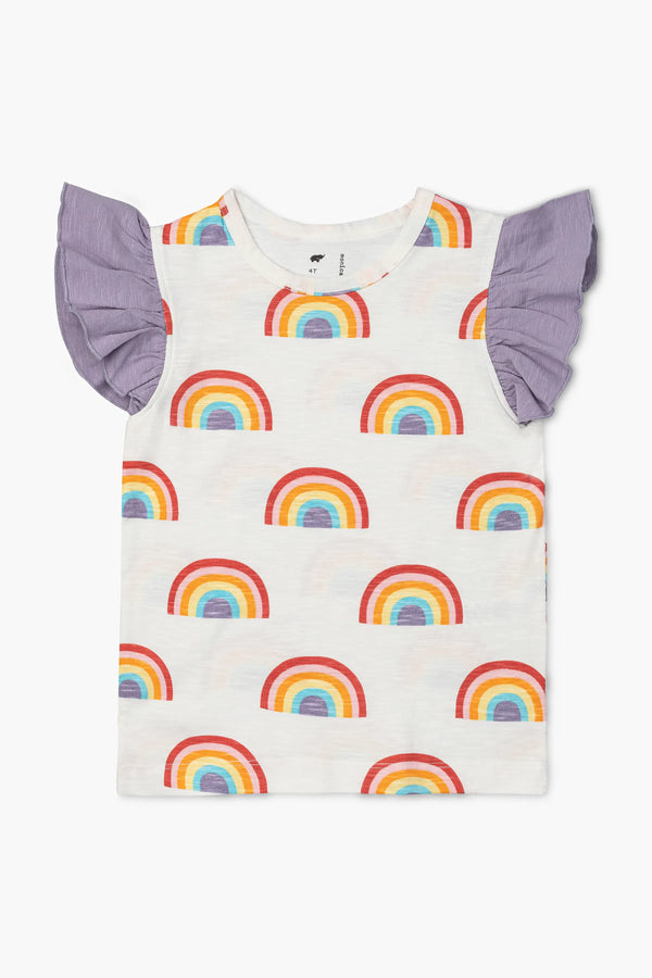 SALE - Sleeveless Ruffle Tee_Pastel Rainbows