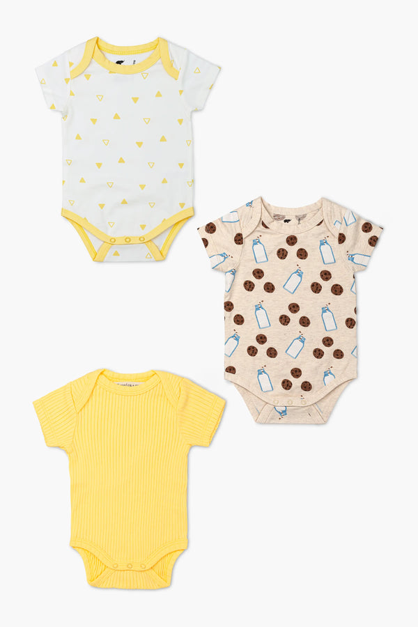 3-Pack Short Sleeve Bodysuits_Cookies + Milk