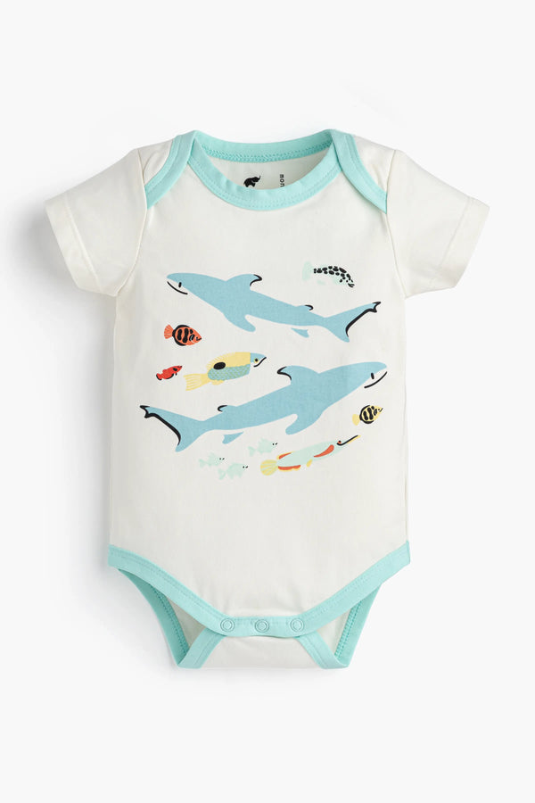 Short Sleeve Jack + Jill Bodysuit_Swimming with Sharks