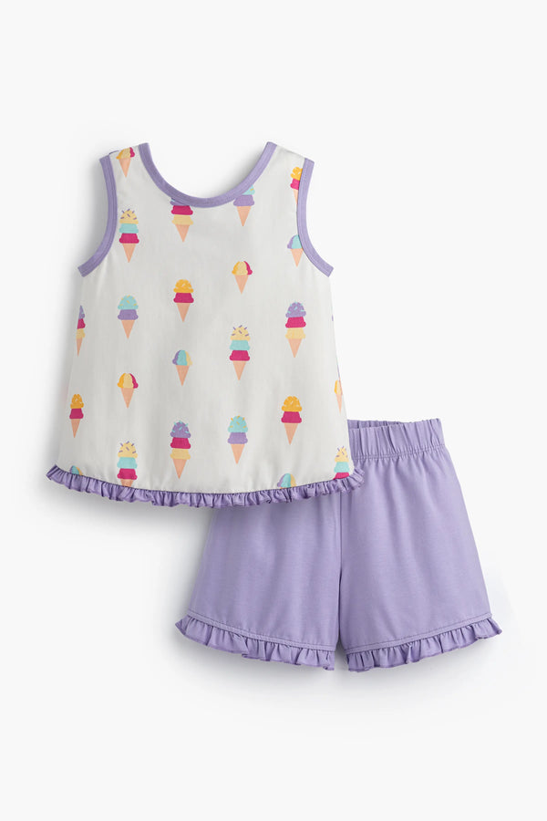Swing Back Tank + Ruffle Short Set_Ice Cream Social