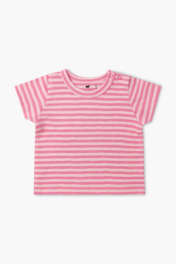Short Sleeve Crewneck Tee_Light Pink Tonal Stripe