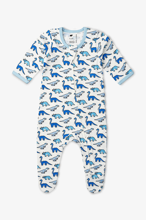 Zipper One-Piece_Tiny Blue Dino Delight